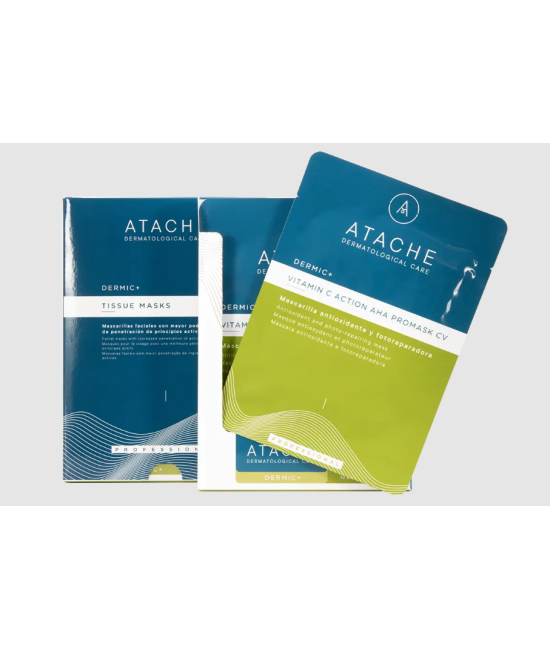 Целюлозна, антиоксидантна маска для обличчя глобальної дії Atache Vitamin C Action AHA PROMASK CV