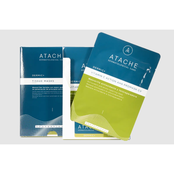 Целюлозна, антиоксидантна маска для обличчя глобальної дії Atache Vitamin C Action AHA PROMASK CV