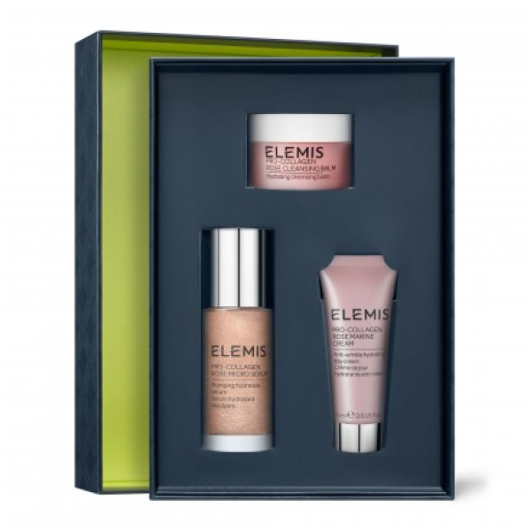 Тріо для зволоження та заспокоєння шкіри з трояндою Elemis Kit: Pro-Collagen Rose Plumping Routine