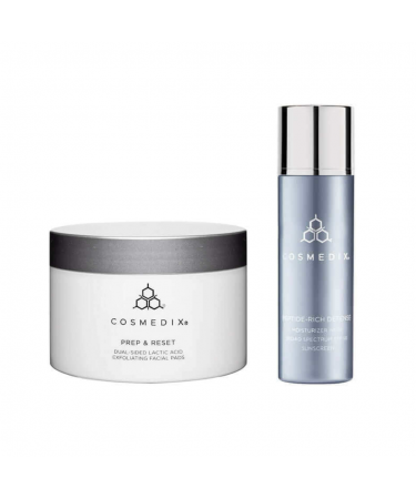 Бандл для відлущування та захисту від сонця шкіри Cosmedix Prep & Reset & Peptide Rich Defence SPF 50