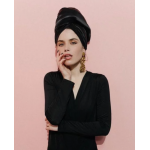 Двосторонній рушник-тюрбан для волосся з натуральним шовком MON MOU Hair Turban Black