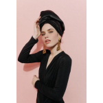 Двосторонній рушник-тюрбан для волосся з натуральним шовком MON MOU Hair Turban Black