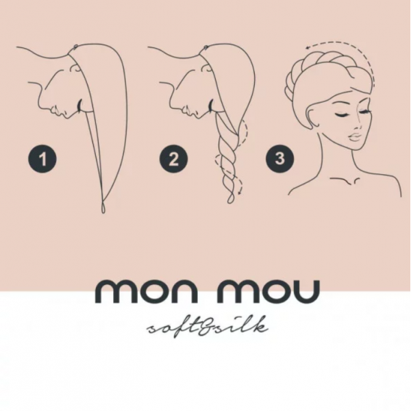 Двосторонній рушник-тюрбан для волосся з натуральним шовком MON MOU Hair Turban Black