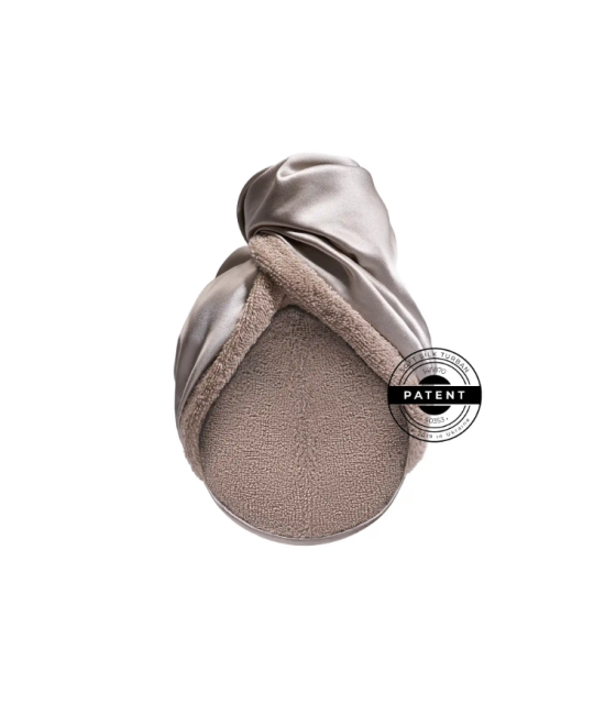 Двосторонній рушник-тюрбан для волосся з натуральним шовком MON MOU Hair Turban Taupe