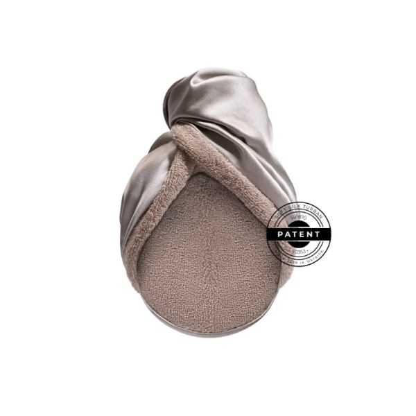 Двосторонній рушник-тюрбан для волосся з натуральним шовком MON MOU Hair Turban Taupe