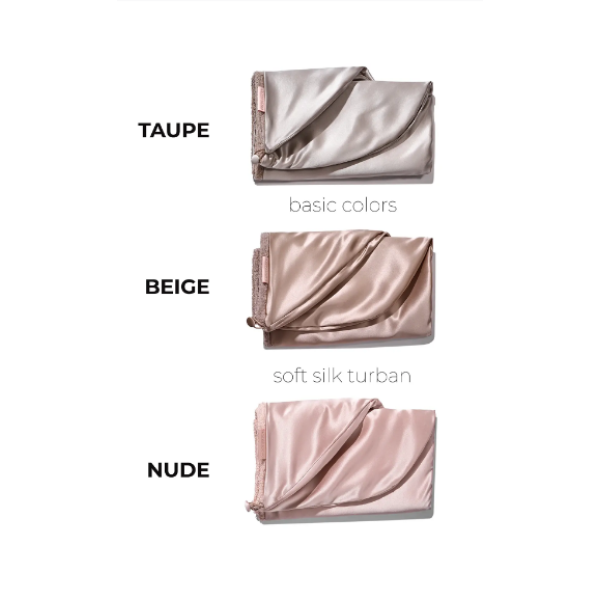 Двосторонній рушник-тюрбан для волосся з натуральним шовком MON MOU Hair Turban Taupe