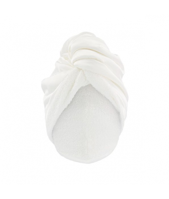 Двосторонній рушник-тюрбан для волосся з натуральним шовком MON MOU Hair Turban White