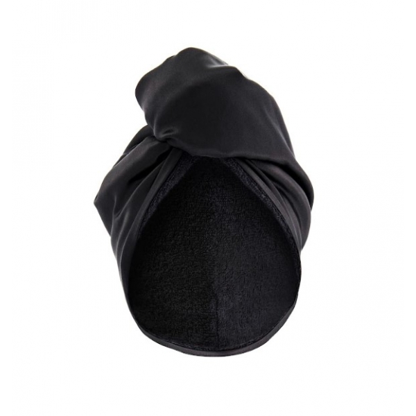 Двосторонній рушник-тюрбан для волосся з натуральним шовком MON MOU Hair Turban Black