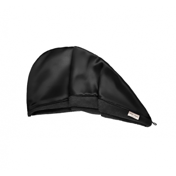 Двосторонній рушник-тюрбан для волосся з натуральним шовком MON MOU Hair Turban Black